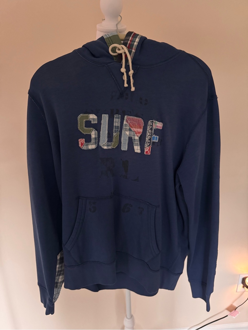 Polo by Ralph Lauren Navy Graphic Pullover Hoodie with Patch Letters
